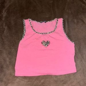 pink heart design crop tank.